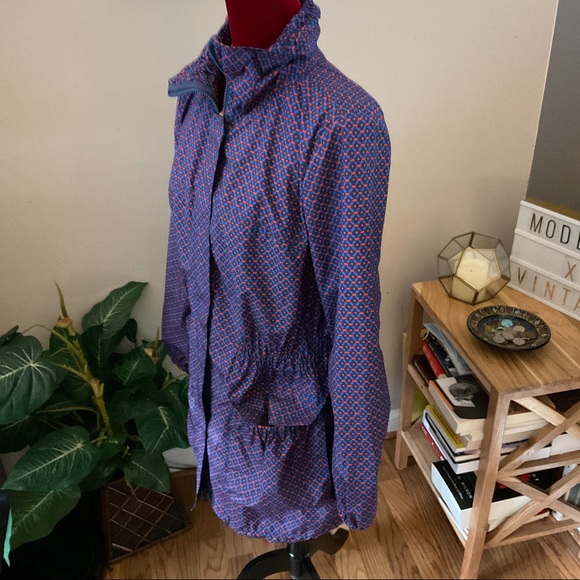 Tory Burch Casey Anorak Jacket Blue Orange Size M - Picture 2 of 11